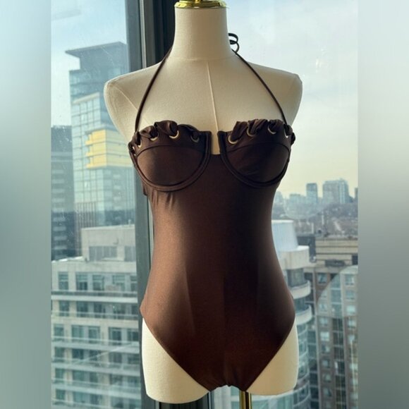 🆕 ZIMMERMANN 🧿 NWOT Devi Balconette Eyelet 1PC Bathing Suit, Sz 1 US 4 - 6 - Picture 5 of 16